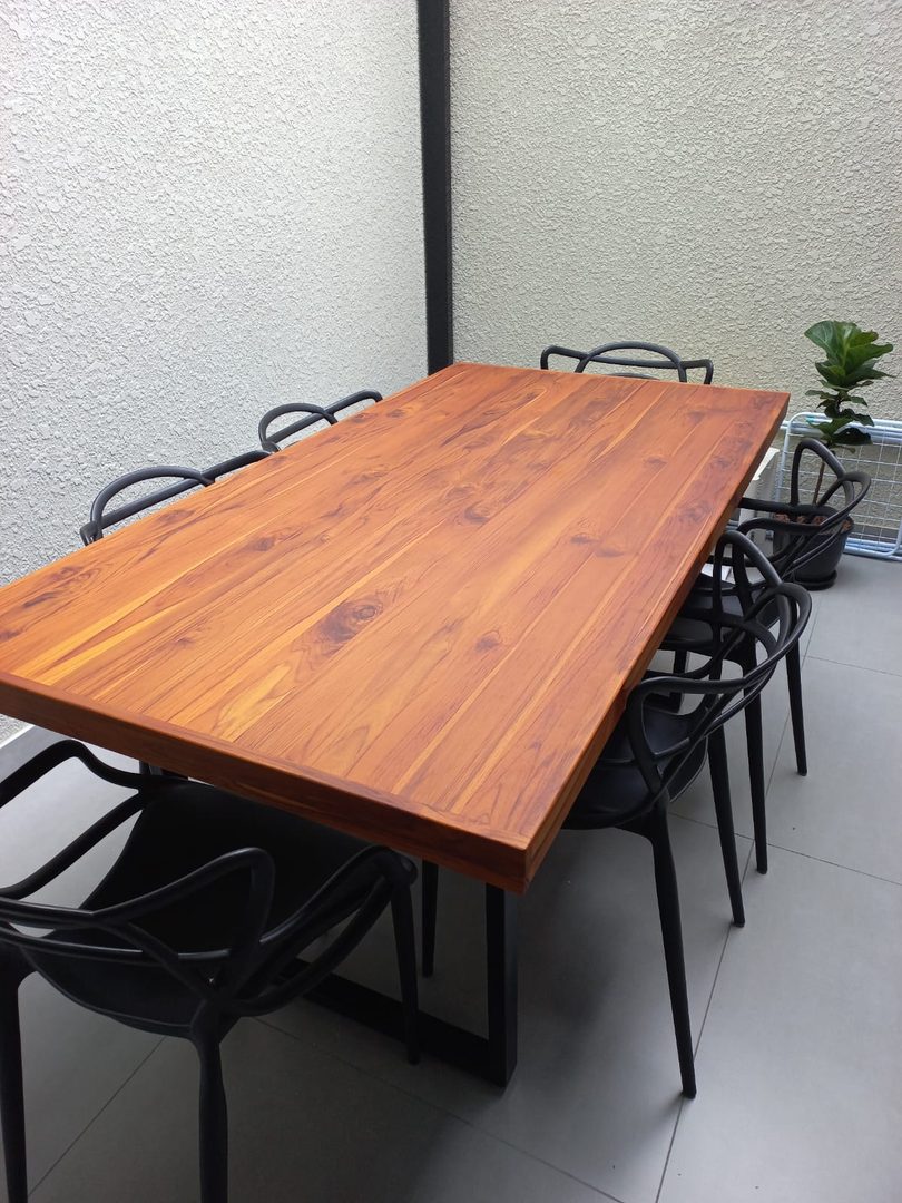 Conjunto Mesa 2m x 90 Mel na varanda