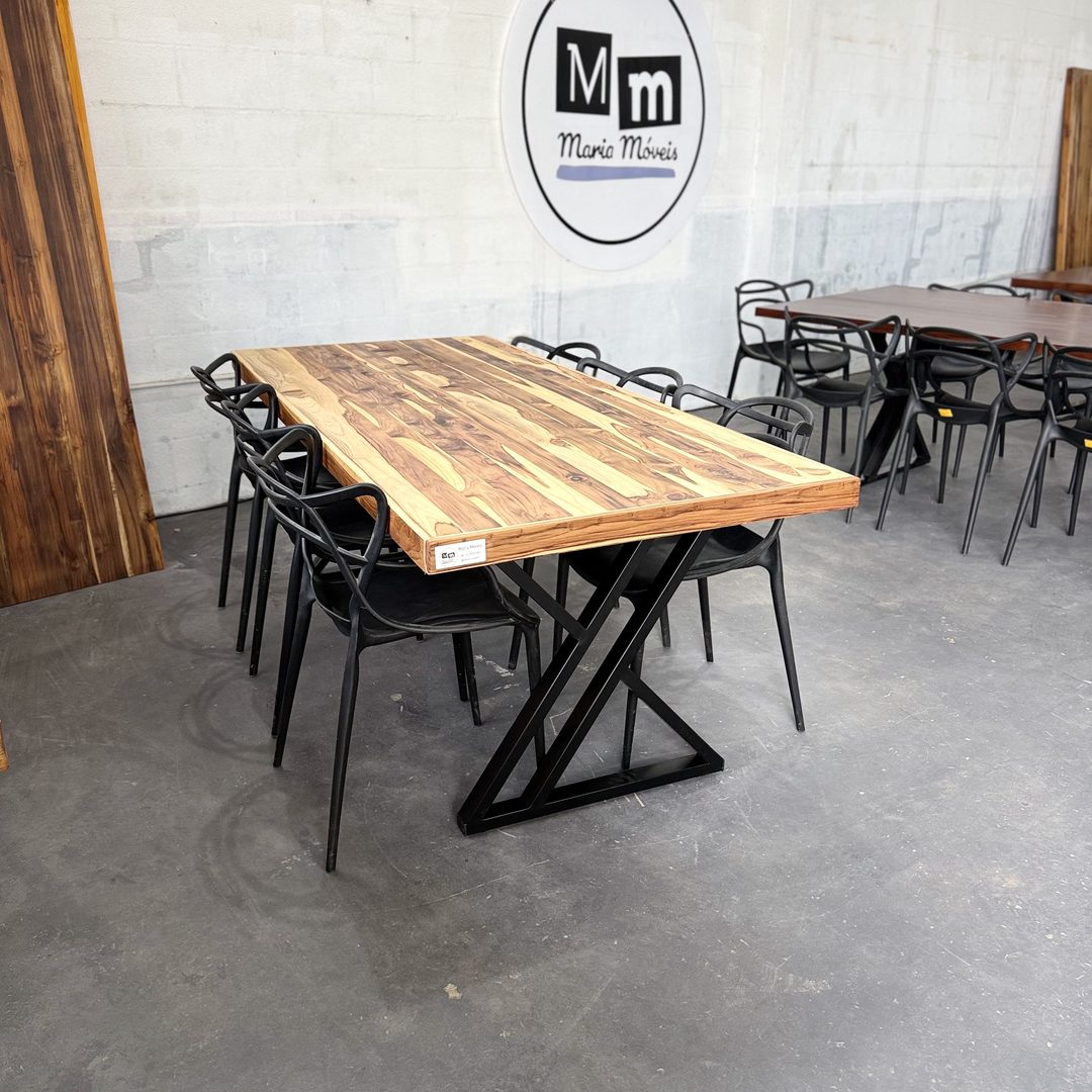 Conjunto Mesa 2m x 90 Natural com 6 cadeiras
